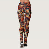 Herfst Autumn Plaid Bladeren Sinaasappel Black Bei Leggings (Achterkant)