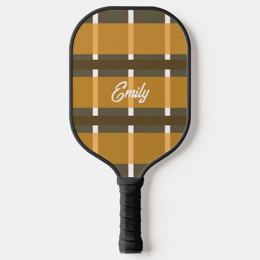 Herfst Autumn Plaid Naam Pickleball Paddle (Voorkant)