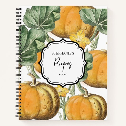 Herfst Autumn pompoenen Thanksgiving Recipe Notitieboek (Voorkant)