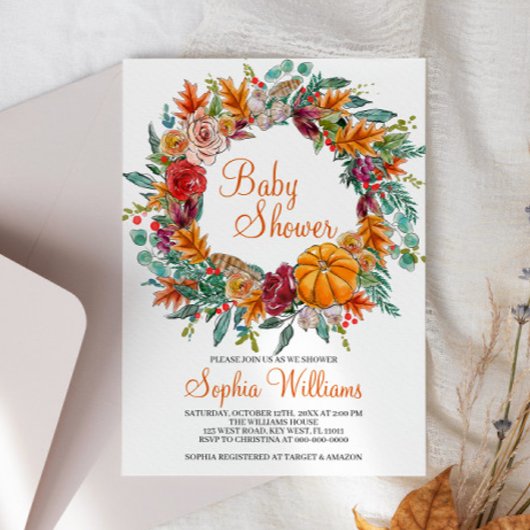 Herfst Autumn Pumpkin Baby shower Uitnodiging