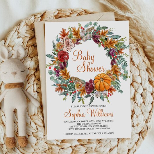 Herfst Autumn Pumpkin Baby shower Uitnodiging