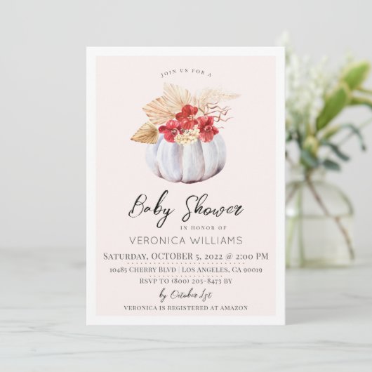 Herfst Autumn Pumpkin Baby shower Uitnodiging (Staand voorkant)