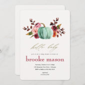 Herfst Autumn Pumpkin Baby shower Uitnodiging Sina (Voorkant / Achterkant)