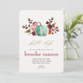 Herfst Autumn Pumpkin Baby shower Uitnodiging Sina (Staand voorkant)