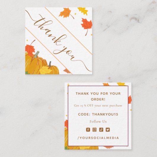 Herfst Autumn Pumpkin Hartelijk dank voor uw korti Vierkante Visitekaartje (Voorkant / Achterkant)