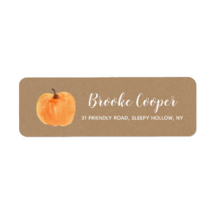 Herfst Autumn Pumpkin Kraft Return Address Etiket