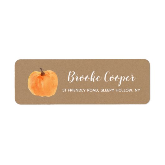 Herfst Autumn Pumpkin Kraft Return Address Etiket (Voorkant)