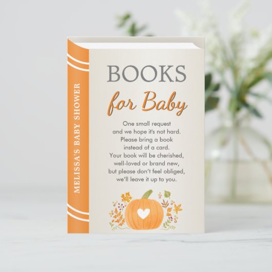 Herfst Autumn Pumpkin Oranje Baby shower Sprinkle Informatiekaartje (Staand voorkant)