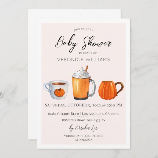 Herfst Autumn Pumpkin Spice Baby shower Invitation Kaart (Voorkant / Achterkant)