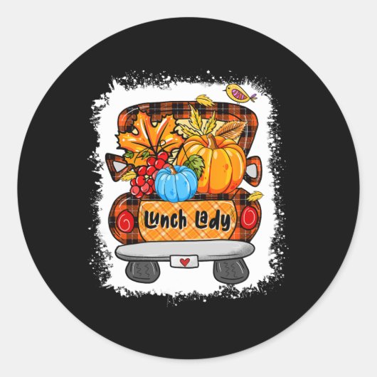 Herfst Autumn Pumpkin Truck Lunch Lady Lover Thank Ronde Sticker (Voorkant)