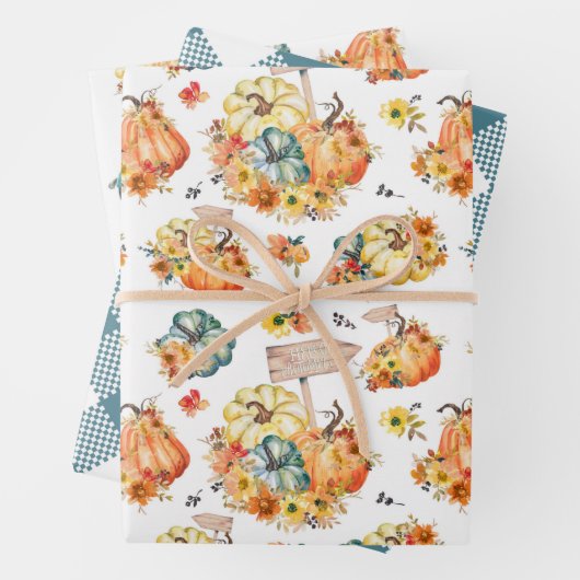 HERFST AUTUMN PUMPKINS WATERVERF FLOWERS TRUCKS INPAKPAPIER VEL (In situ)