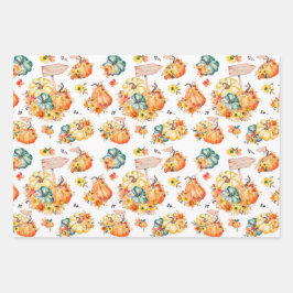 HERFST AUTUMN PUMPKINS WATERVERF FLOWERS TRUCKS INPAKPAPIER VEL