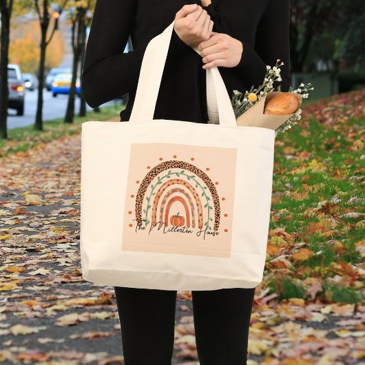 Herfst Autumn Rainbow gepersonaliseerd Grote Tote Bag