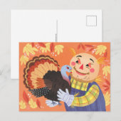 Herfst Autumn Scarecrow en Turkije Briefkaart (Voorkant / Achterkant)