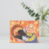 Herfst Autumn Scarecrow en Turkije Briefkaart (Staand voorkant)
