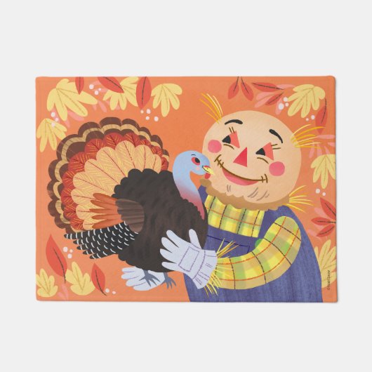 Herfst Autumn Scarecrow en Turkije Deurmat (Voorkant)