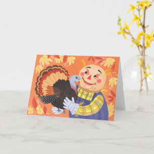 Herfst Autumn Scarecrow en Turkije Kaart