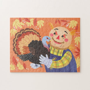 Herfst Autumn Scarecrow en Turkije Legpuzzel