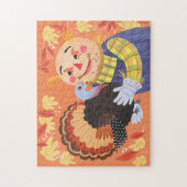 Herfst Autumn Scarecrow en Turkije Legpuzzel (Verticaal)