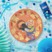 Herfst Autumn Scarecrow en Turkije Papieren Bordje (Feest)