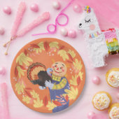 Herfst Autumn Scarecrow en Turkije Papieren Bordje (Feest)