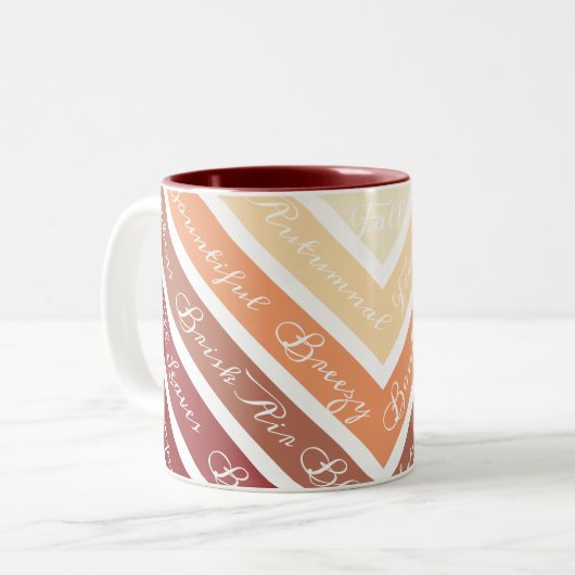 Herfst Autumn Specices Stripes & Words Tweekleurige Koffiemok (Voorkant links)