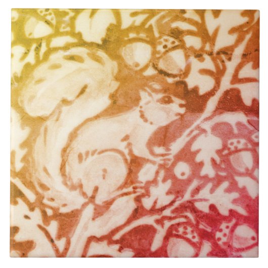 Herfst Autumn Squirrel Acorn Gold Copper Woodland Tegeltje (Voorkant)