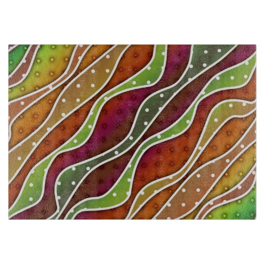 HERFST - AUTUMN STRIPES GLASS CUTTING BOARDS SNIJPLANK (Voorkant)