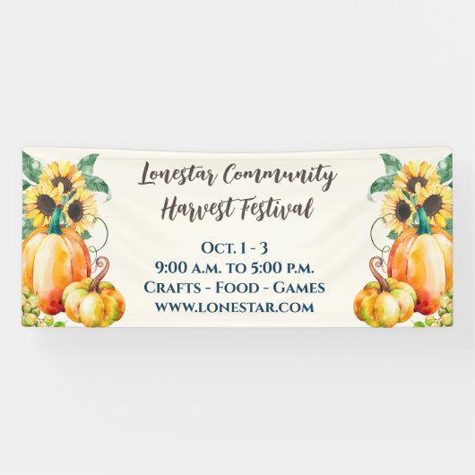 Herfst Autumn Sunflower Pumpkin Harvest Spandoek (Horizontaal)
