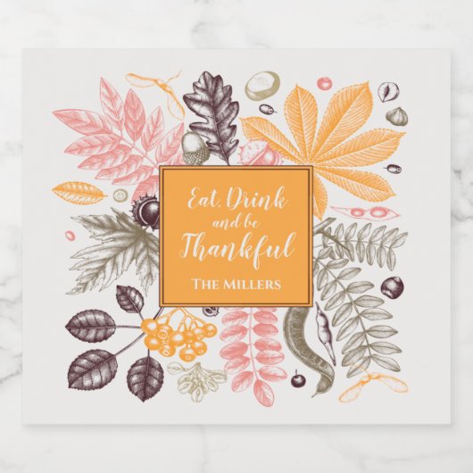 Herfst Autumn Thanksgiving Sparkling Wijnetiket (Enkel label)