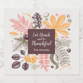 Herfst Autumn Thanksgiving Sparkling Wijnetiket (Enkel label)