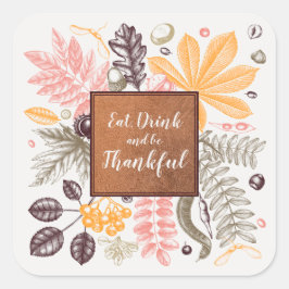 Herfst Autumn Thanksgiving Vierkante Sticker