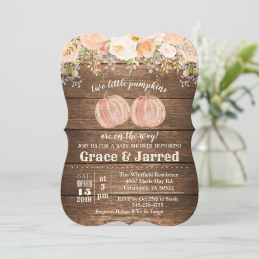 Herfst Autumn Twin Baby shower Uitnodiging (Staand voorkant)