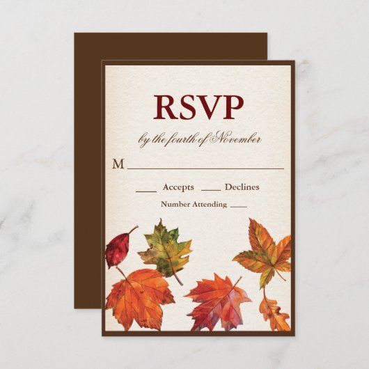 Herfst Autumn Vallende Bladeren RSVP (Voorkant / Achterkant)