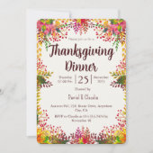Herfst Autumn verlaat Thanksgiving Dinner Invitati Kaart (Voorkant)