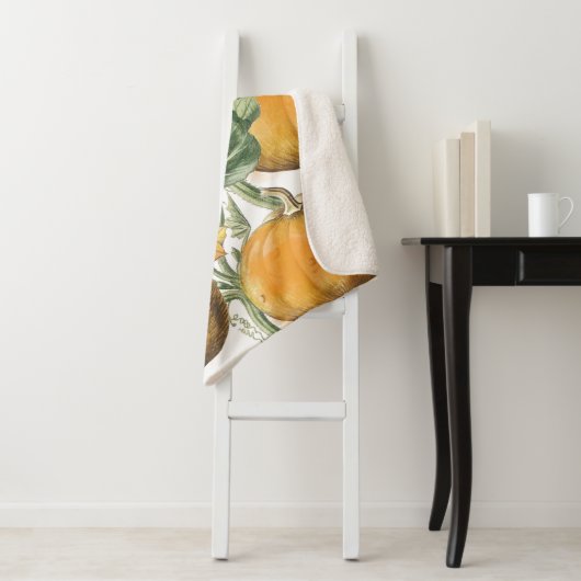 Herfst Autumn Waterverf pompoenen Sherpa Deken (In situ)