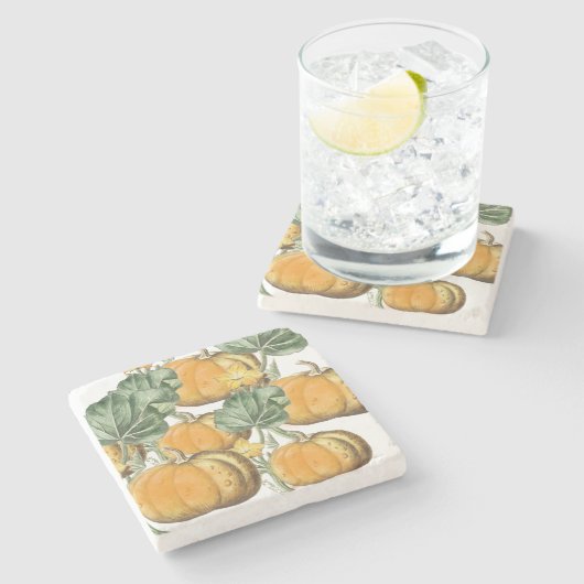 Herfst Autumn Waterverf pompoenen Stenen Onderzetter (Zijkant)