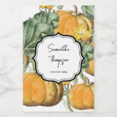 Herfst Autumn Waterverf  pompoenen Wijn Etiket (Enkel label)