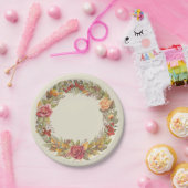 Herfst/Autumnal Floral Wreatal Thanksgiving Papieren Bordje (Feest)