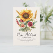 Herfst Autumnal Zonnebloem | Nieuw thuisadres Aankondiging (Staand voorkant)