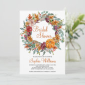 Herfst Autunm Pumpkin Bridal Shower Invitation Kaart (Staand voorkant)