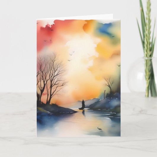 Herfst avondscène A Feestdagen Kaart (Voorkant)