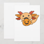 Herfst Axolotl Met Herfstbladeren Pompoen Herfst Feestdagenkaart (Voorkant / Achterkant)