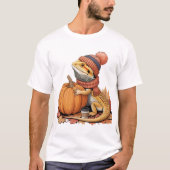 Herfst baardagaam met pompoenkunst t-shirt (Voorkant)