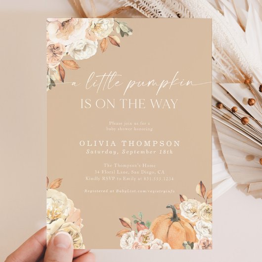 Herfst Baby Baby shower | Boho een kleine pompoen Kaart