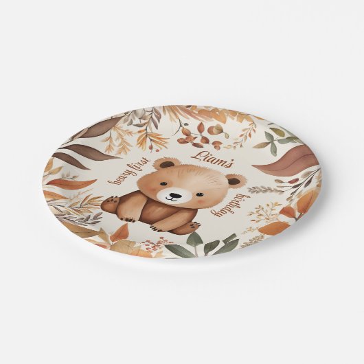 Herfst Baby Beer Een jaar oud verjaardagsbeary eer Papieren Bordje (Gekanteld)