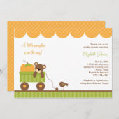 Herfst Baby Beer in Wagon Invitations Kaart (Voorkant / Achterkant)