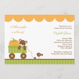 Herfst Baby Beer in Wagon Invitations Kaart
