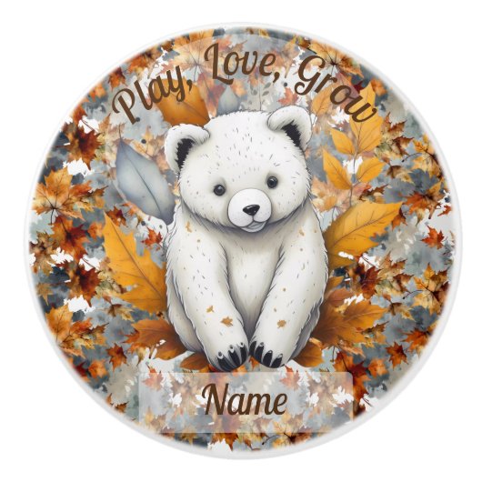 Herfst Baby Beer Keramische Knop (Voorkant)