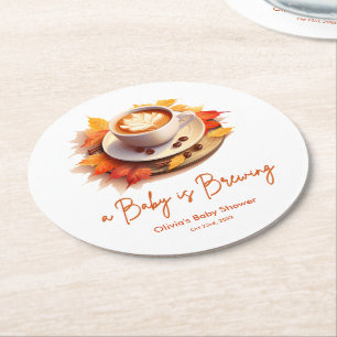 Herfst Baby Borrelt Koffie Baby Shower Ronde Kartonnen Onderzetter